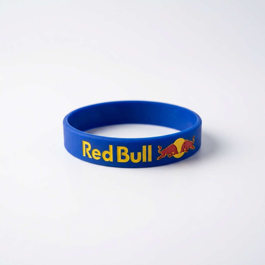 Blue silicone wristband keychain