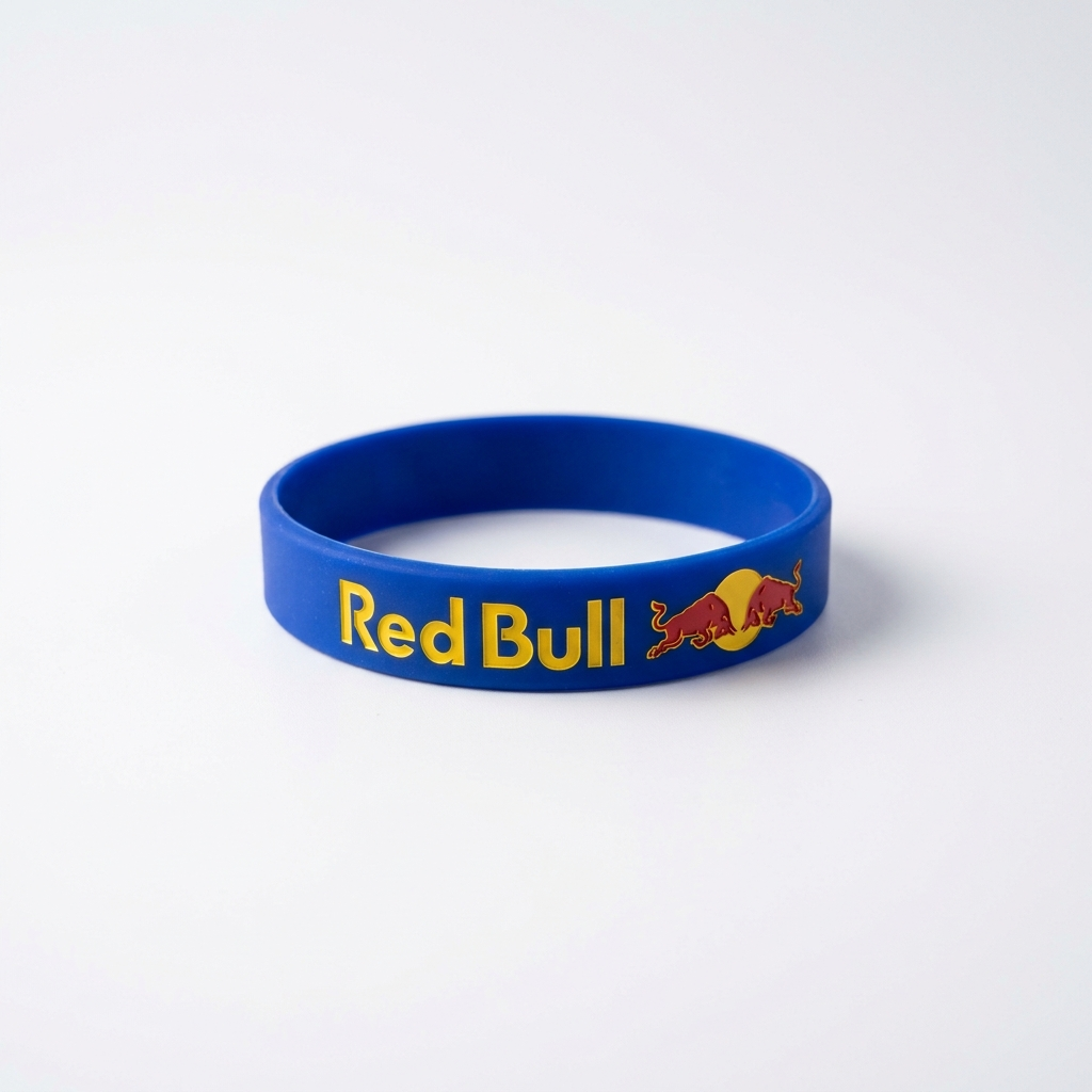 Blue silicone wristband keychain